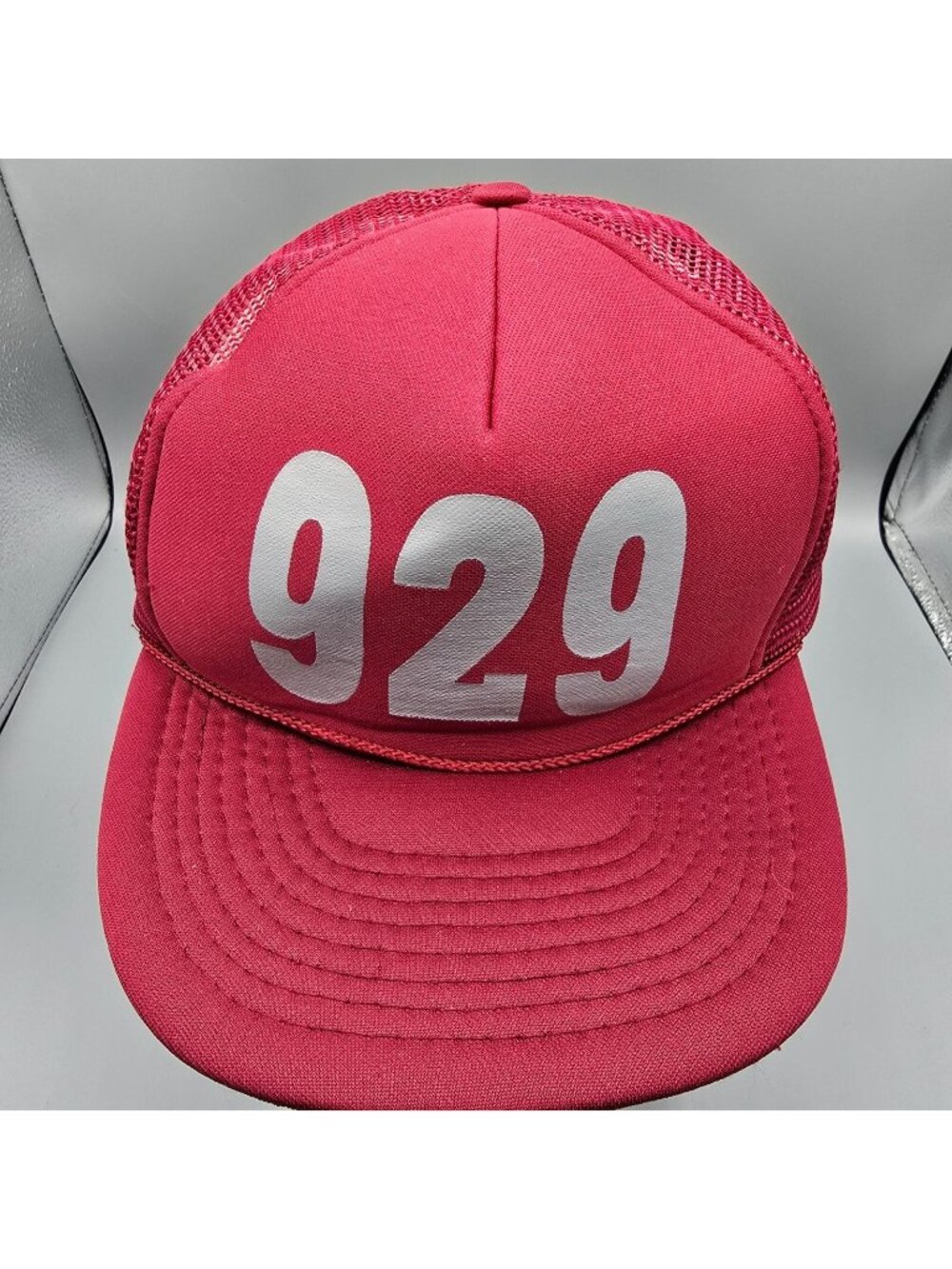 Vintage 1990s Distressed 929 Area Code Red Otto Snapback Mesh Back Trucker Hat